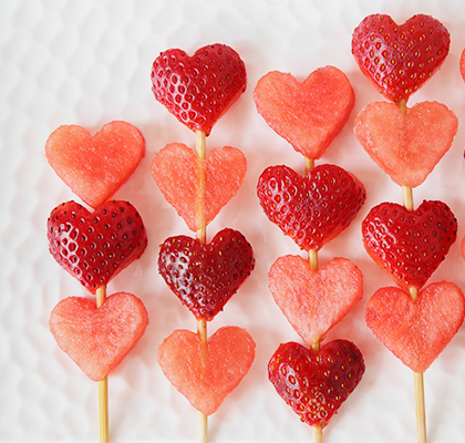 Healthy Valentine's Day treats using fruits